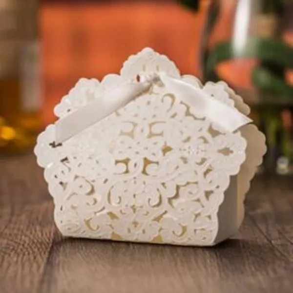 Высокое качество 100 шт. свадьба свет золото Слоновой Кости бумажная коробка