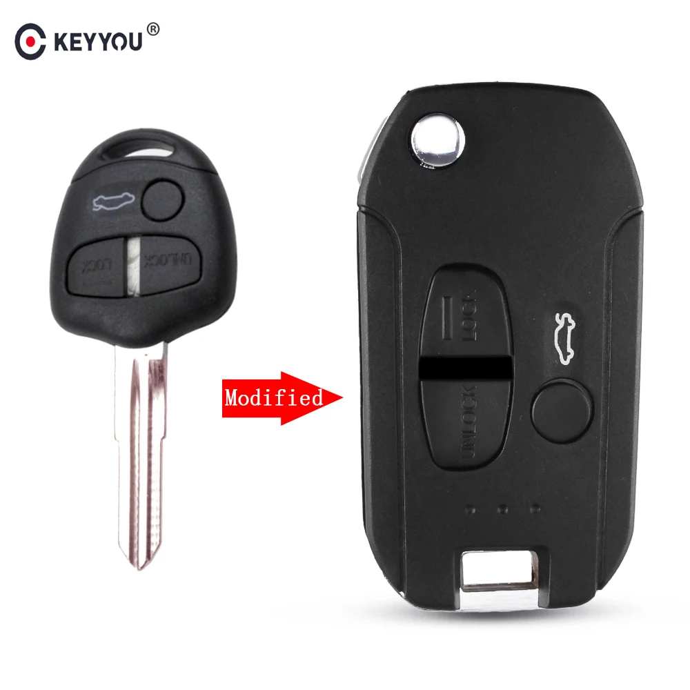 KEYYOU 3 кнопки модифицированный Filp дистанционный чехол для ключа автомобиля MITSUBISHI
