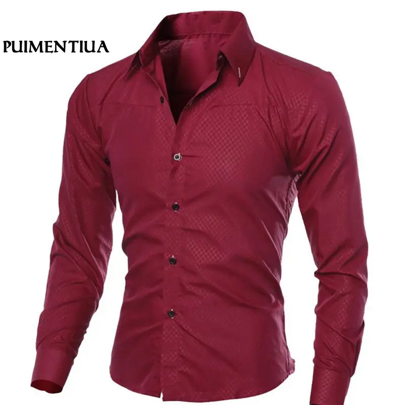 Pui men tiua 5XL, повседневные Формальные Рубашки с длинным рукавом, мужские тонкие базовые деловые рубашки, офисные рубашки, блузы, мужские топы