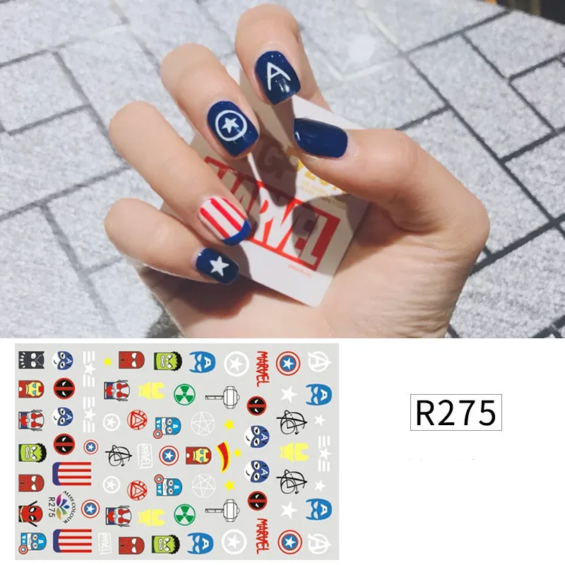 R275 New Snoopy nail sticker mm bean summer small fresh flowers cartoon character stickers nail patch Cute nail sticker - Цвет: R275