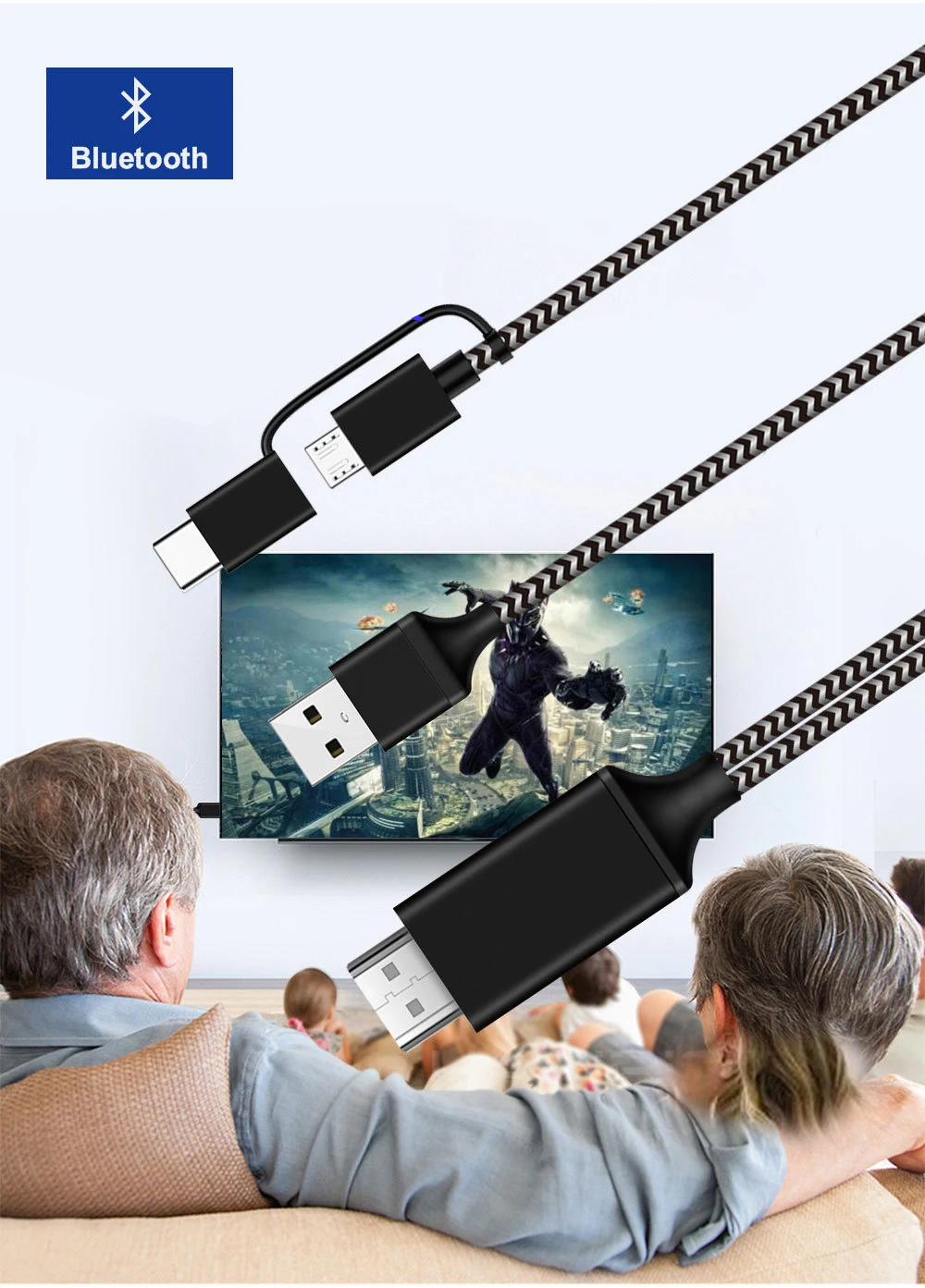 2K Bluetooth аудио Тип C Micro USB HDMI кабель HD ТВ адаптер для huawei mate 20 P9 samsung S10 S9 S8 Note 8 9 Android телефон к телевизору