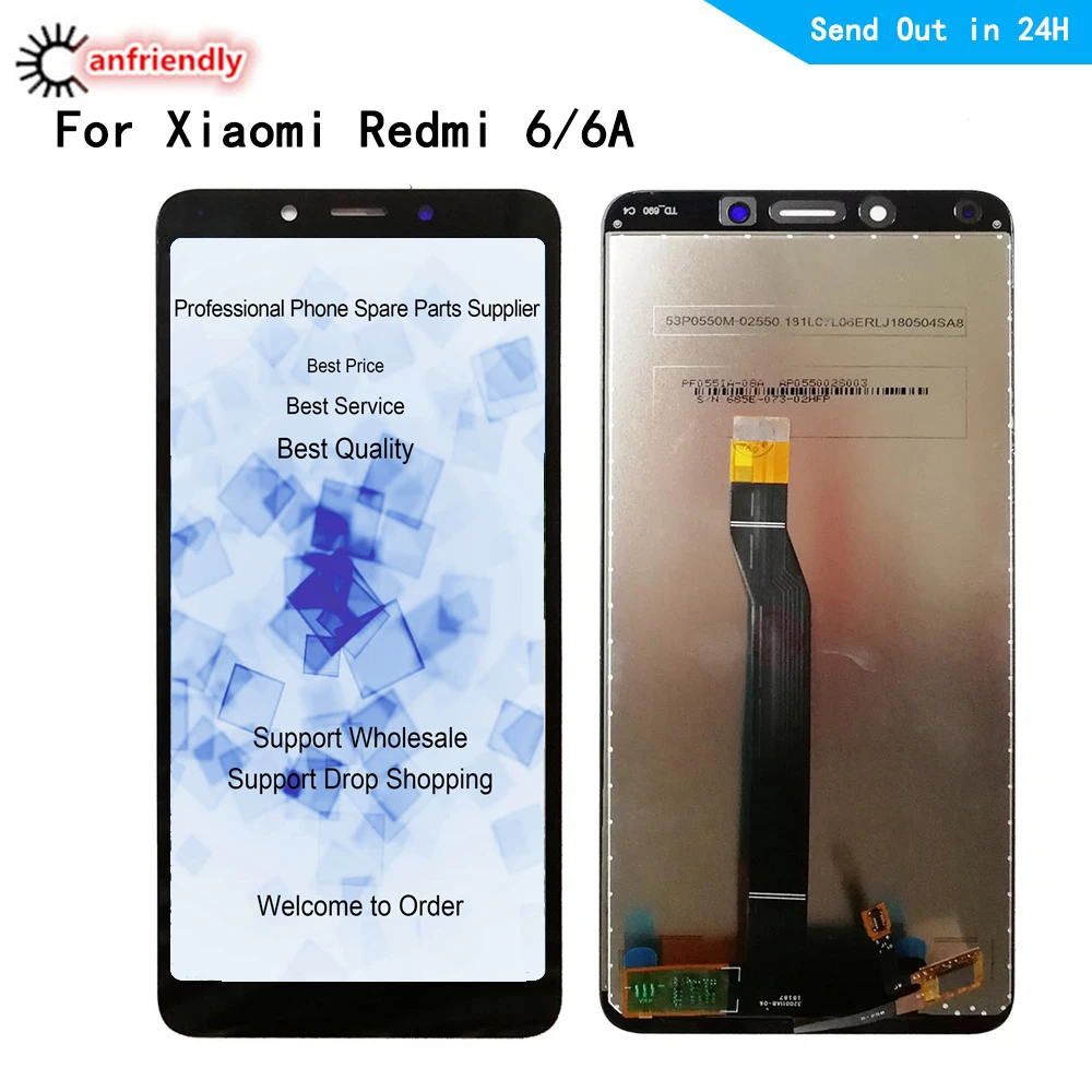 ЖК-дисплей для Xiaomi redmi 6 6A 5 45 "ЖК-дисплей + сенсорная панель экран стеклянный