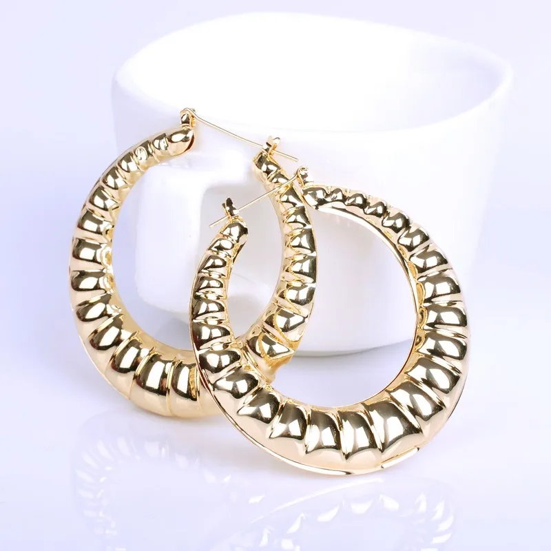 Hot Sale Large Basketball Wives Hoop Earrings Gold Bamboo Big Earring for Fashion Women Jewelry New Arrival Accessories | Украшения и