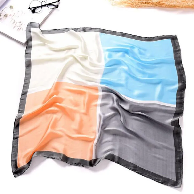 Женский квадратный шарф с принтом в Корейском стиле офисный Шелковый Мини