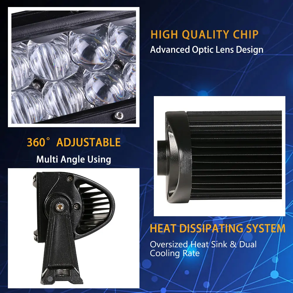 5D 22 32 42 52-дюймовая изогнутая светодиодная полоса 12 В 24 Combo Beam для бездорожья