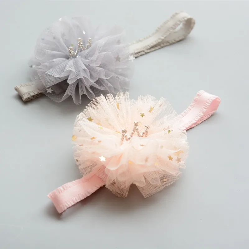 

New Pink Crown Flowers Hairbands Girls Headwear Children Headbands Elastic Hair Band Kids Hair Accessories
