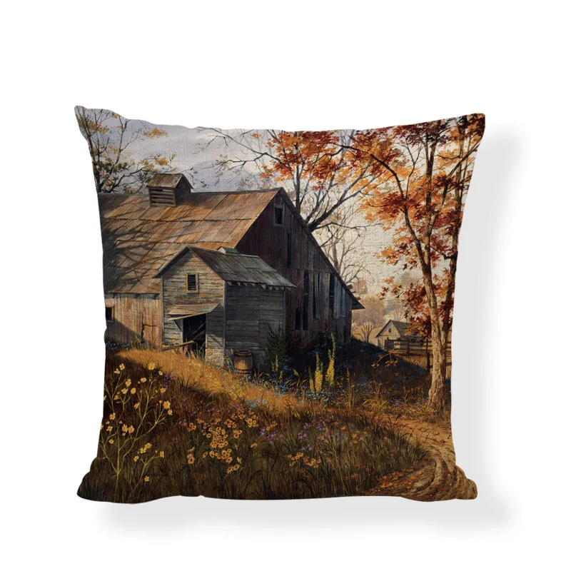 Классические наволочки с масляной живописью цветок в стиле кантри домашний