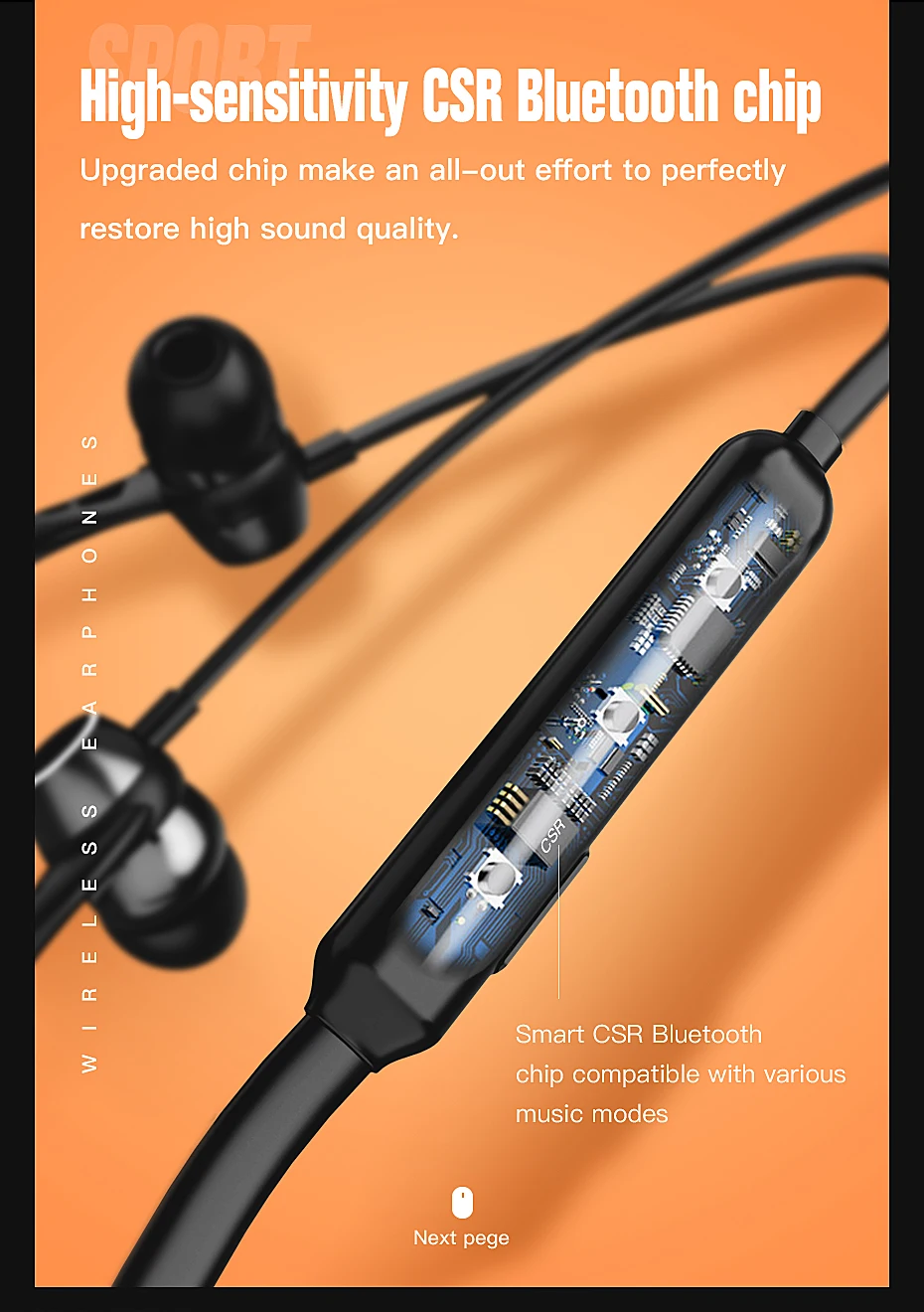 HOCO Bluetooth наушники Беспроводная Спортивная гарнитура водонепроницаемые наушники Auriculares Kulakl k Casque для iOS Android