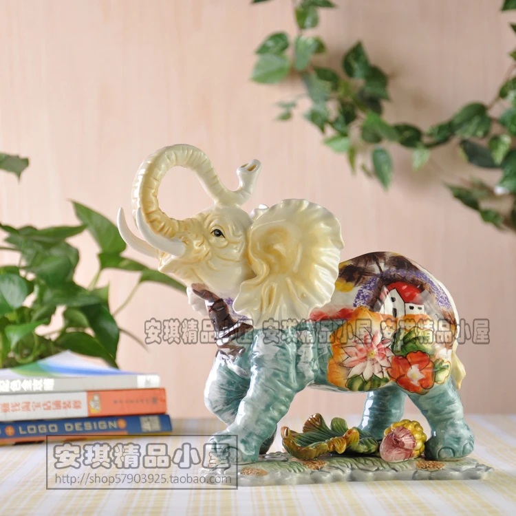 

blue lucky ceramic elephant home decor crafts room decoration handicraft ornament porcelain animal figurines wedding decoration