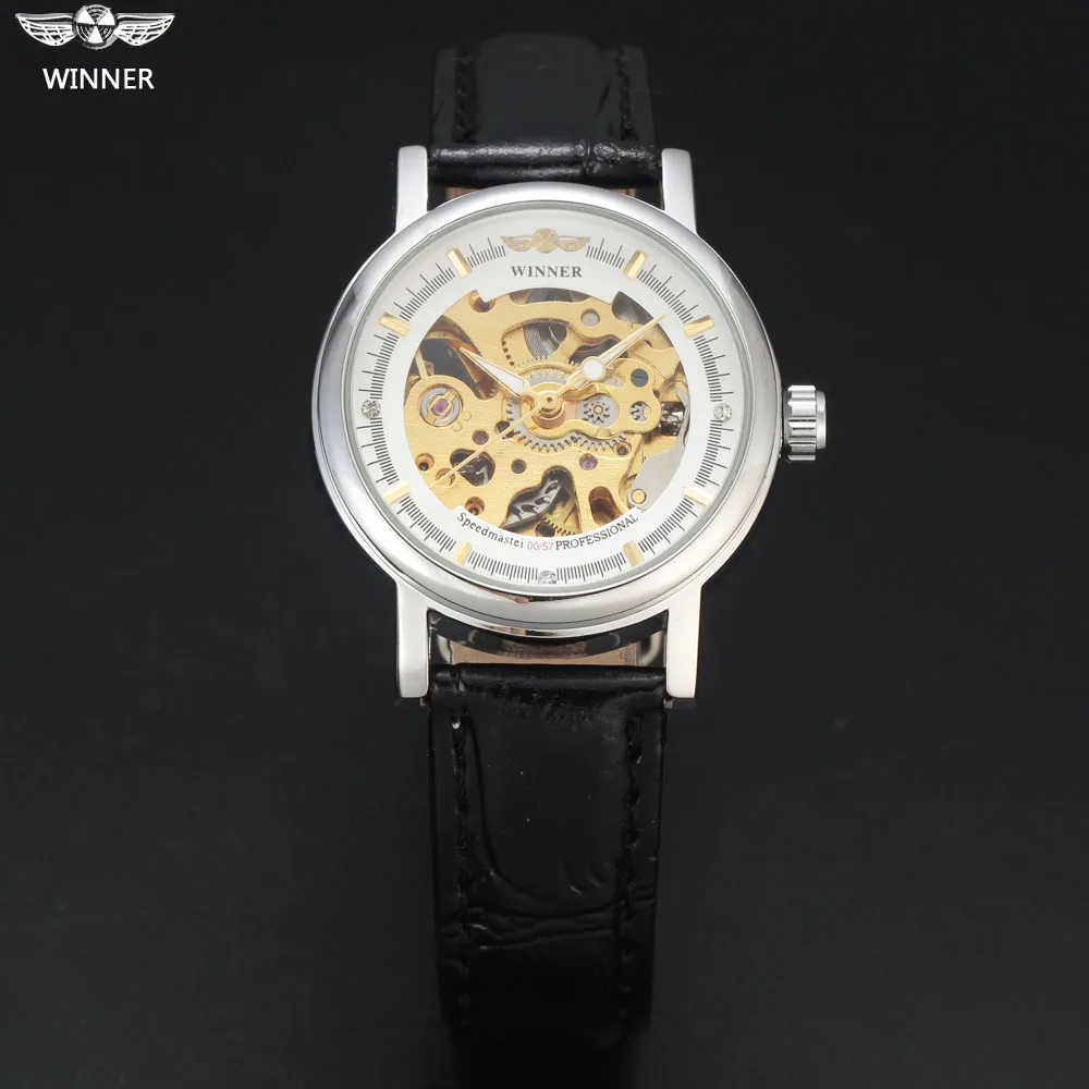 Часы скелетоны женские механические Автоматические с ремешком из натуральной