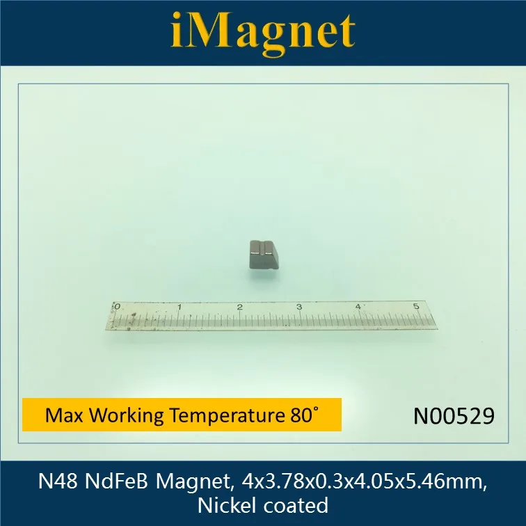 N00529 10 шт N48 Блок редкоземельный неодимовый магнит 4x3 78x0 3x4 05x5 46 мм кубовидный ndfeb