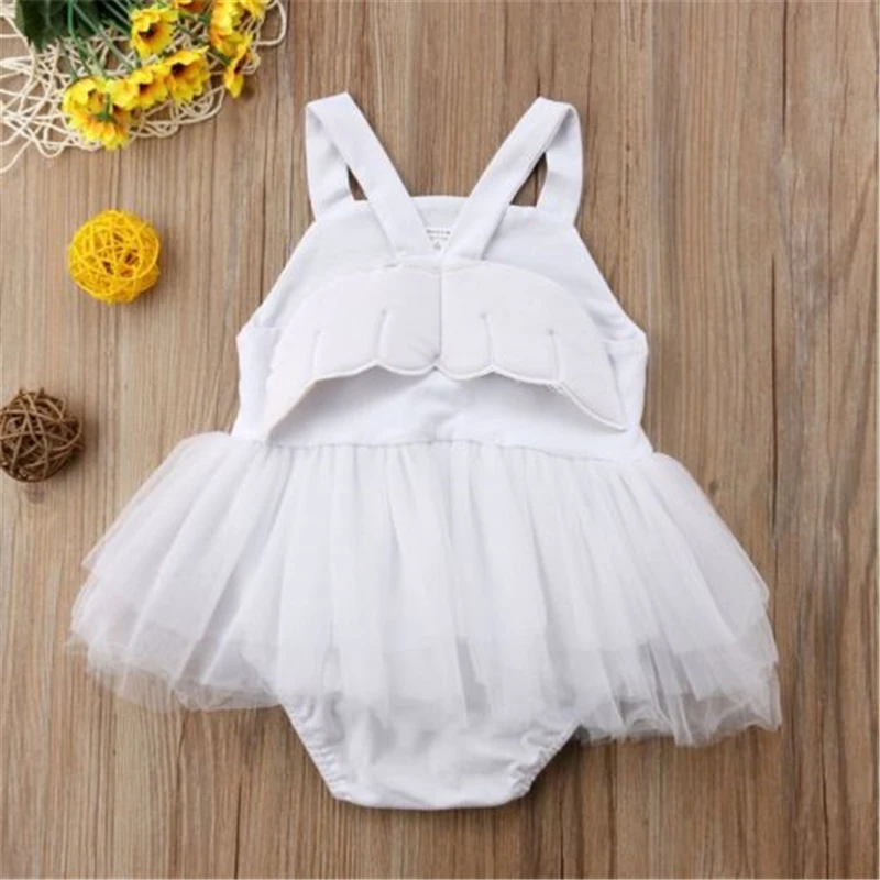 Комбинезон на бретельках с крыльями ангела для новорожденных девочек кружевная