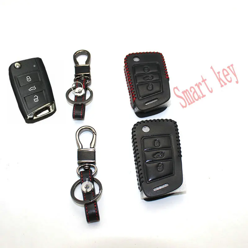 

STYO Car Smart Key Holder Remote Case Cover Wallet Key Chain For 2017 VW TIGUAN