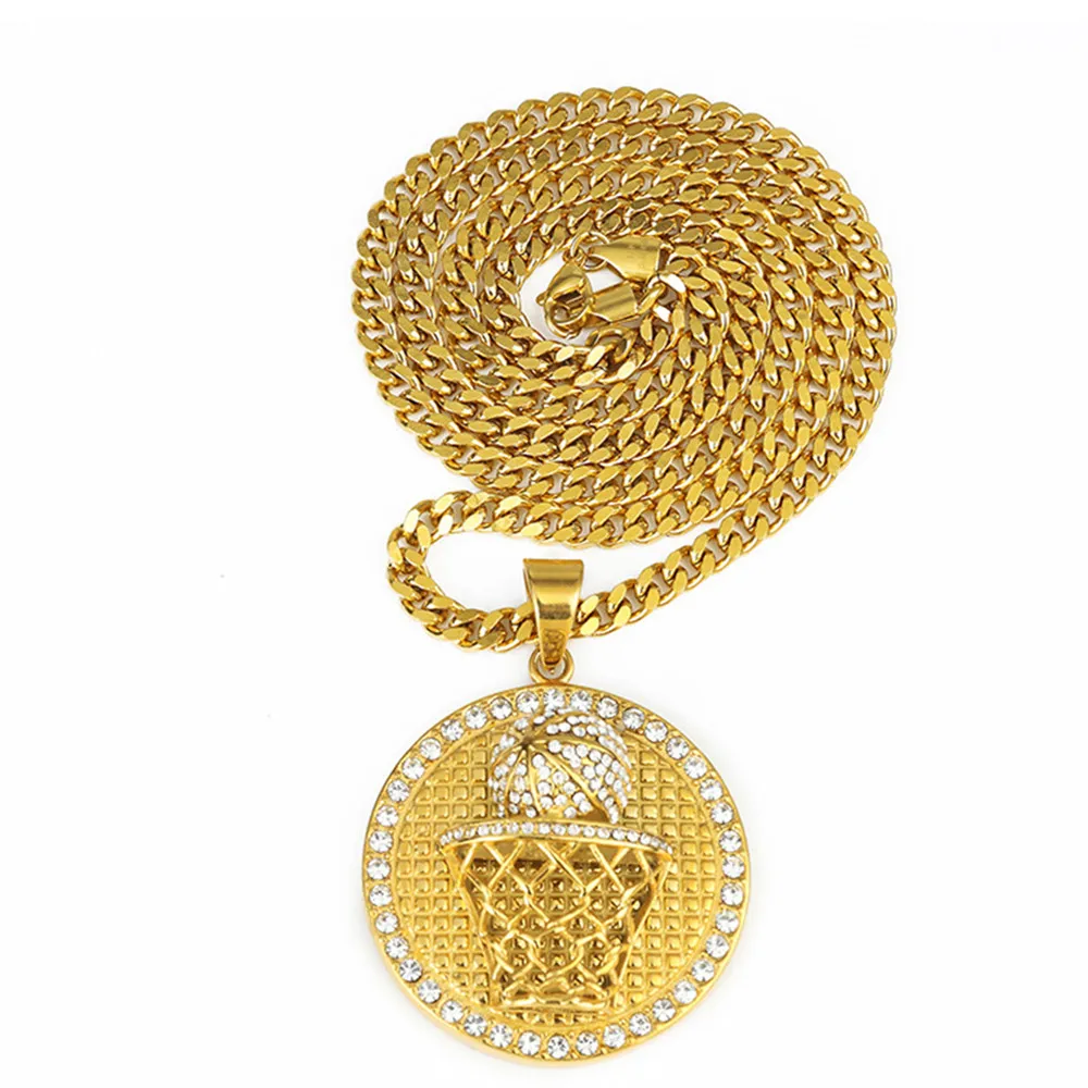 MCSAYS Хип хоп ювелирных изделий Iced Out Bling Полный Кристалл baskball Хооп Круглый Кулон
