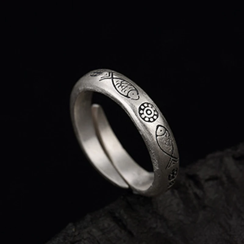 925 Pure Sliver Personality Korean Style Fish Ring for Men and Women Couple Finger Retro Thai Wild Animal Jewelry | Украшения и