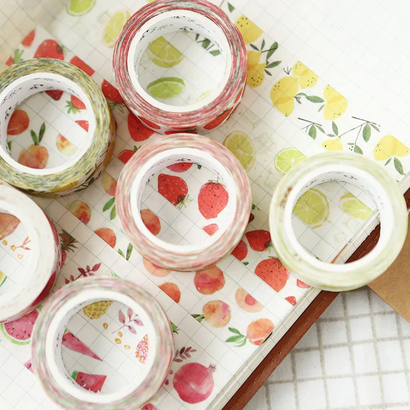 Cute Kawaii Fruit Masking Washi Tape Diy Decorative Adhesive For Diary Scrapbooking Decoration Office School Supplies | Канцтовары для