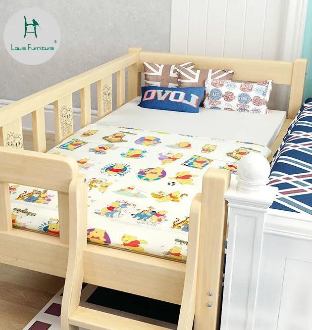 

Louis Fashion Children Beds Solid Wood Belt Guardrail Single Baby Widening Small Splicing