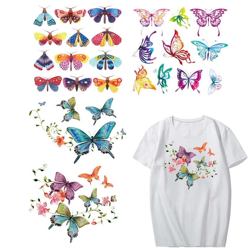 

Iron on Butterfly Patches for Girl Clothing DIY T-shirt Dresses Applique Heat Transfer Vinyl Flower Patch Stickers for Clothes