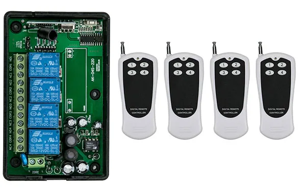 

Беспроводной радиочастотный передатчик + приемник, 250 МГц, переменный ток 85-110 В, 220 В, 230 В, 315/433 в, 4 канала, лампа, окно, гаражные двери