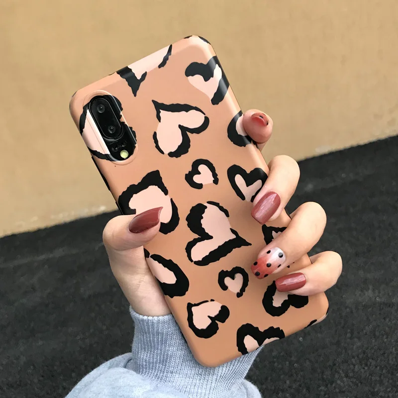 For huawei P20 love heart leopard Case sooth skin Soft back phone Cover for Huawei pro nove2S nova3 3i honor10 9 mate20 |