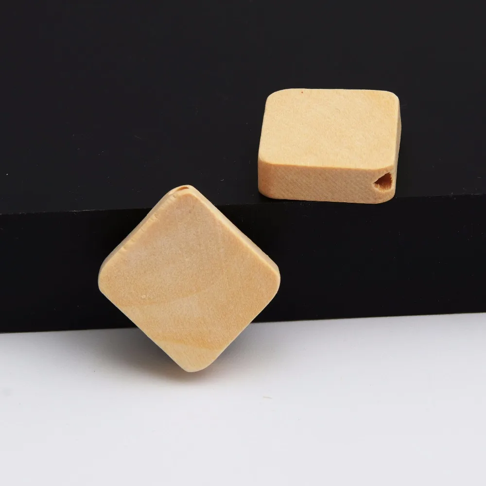 30pcs 19.5x20x6mm Natural Square Cuboid Beads Blocks Wood Unfinished DIY Wooden Jewelry Accessories WB65 | Украшения и аксессуары
