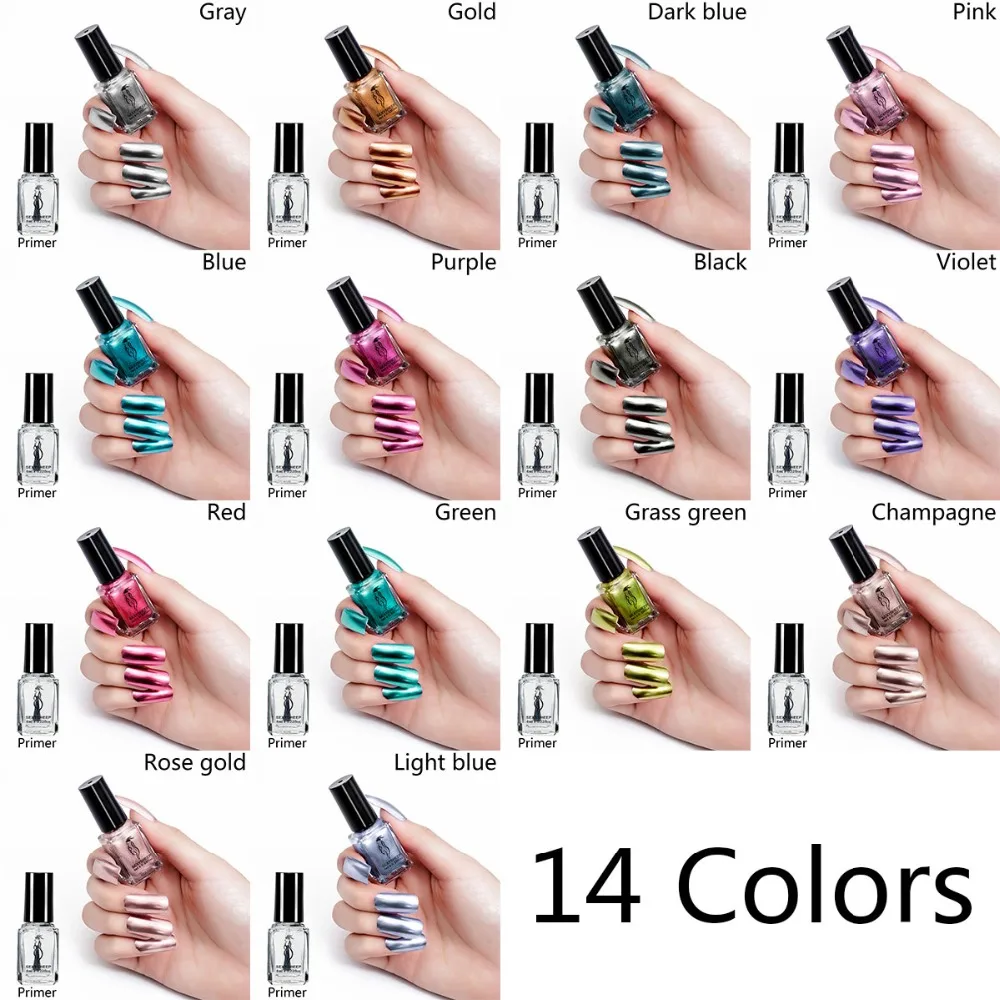 1/2 Pcs Mirror Effect Metallic Nail Polish Purple Rose Gold Silver Chrome Art Varnish For Nails Manicure Lacquer Set | Красота и