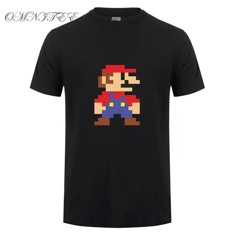 Super Mario Bros футболки Для мужчин прохладный новых печатных Для мужчин Супер Марио Футболка Модные Изделие из хлопка с короткими рукавами Мужская футболка Tee