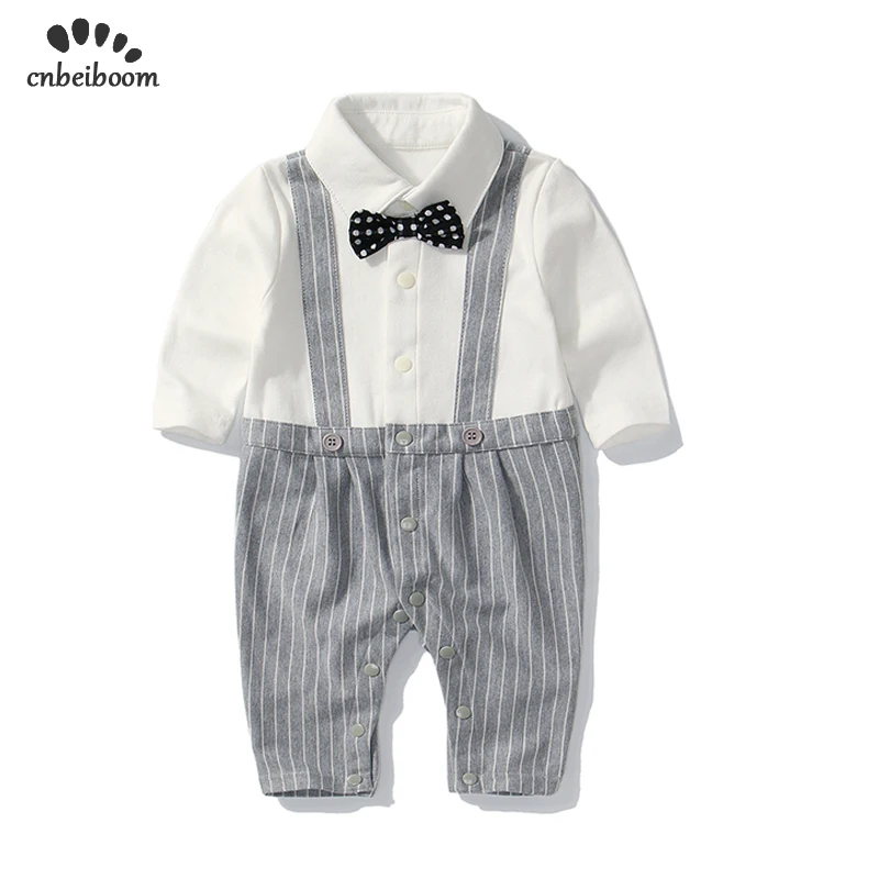 Children's clothing sets 2019 new spring baby boy gentleman bow tie long sleeve romper and coat newborn first 1 2 birthday dress |