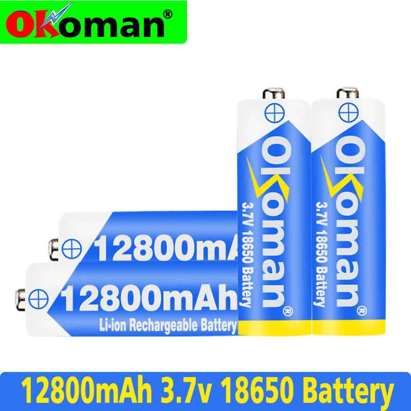 Аккумулятор Okoman 18650 перезаряжаемая батарея 3 7 в 12800 мАч литий-ионная