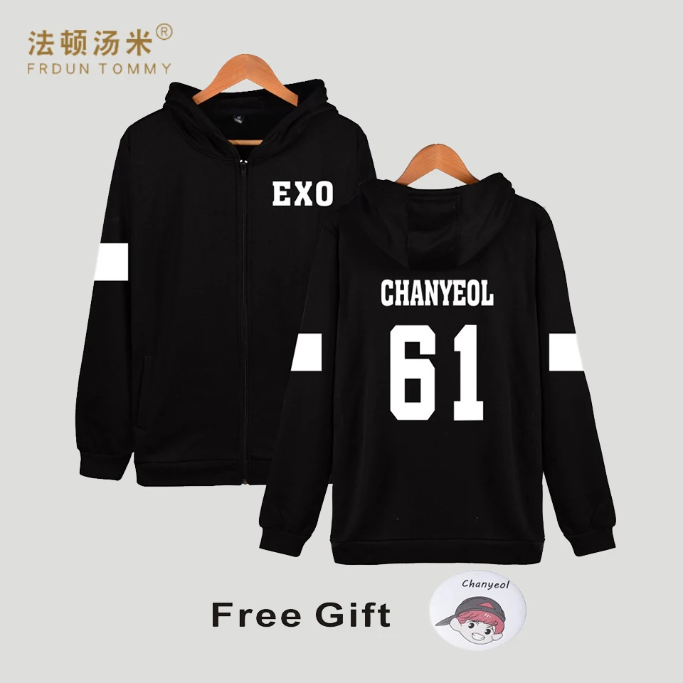 Куртка Frdun Tommy Kpop EXO на молнии с капюшоном для мужчин и женщин k-pop пальто модная