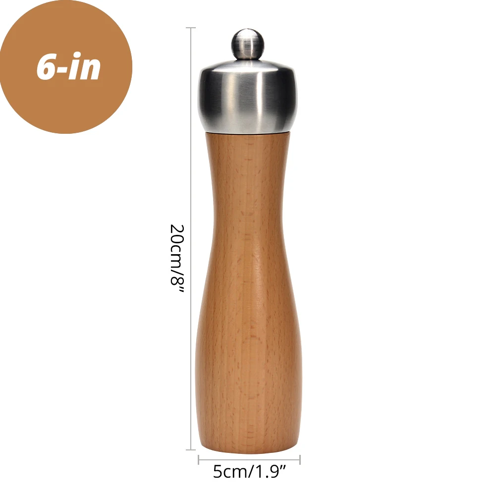 Natural wood 8 inch Лучшая деревянная мельница для перца-прецизионные Винтовые Канавки-свежеизмельчающий перец, травы и специи - Цвет: Natural wood 8 inch