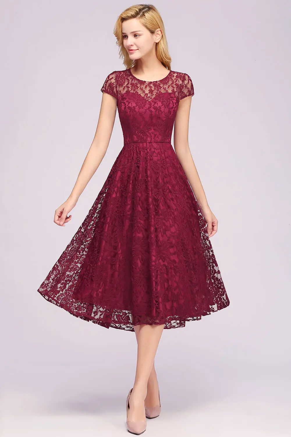 Fast Ship Burgundy Lace Evening Dress For Mother Of The Bride O Neck Elegant Vestido De Festa Longo | Свадьбы и торжества
