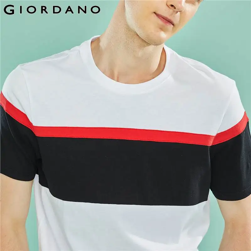 Giordano мужская футболка с короткими рукавами из натурального хлопка выполнена в