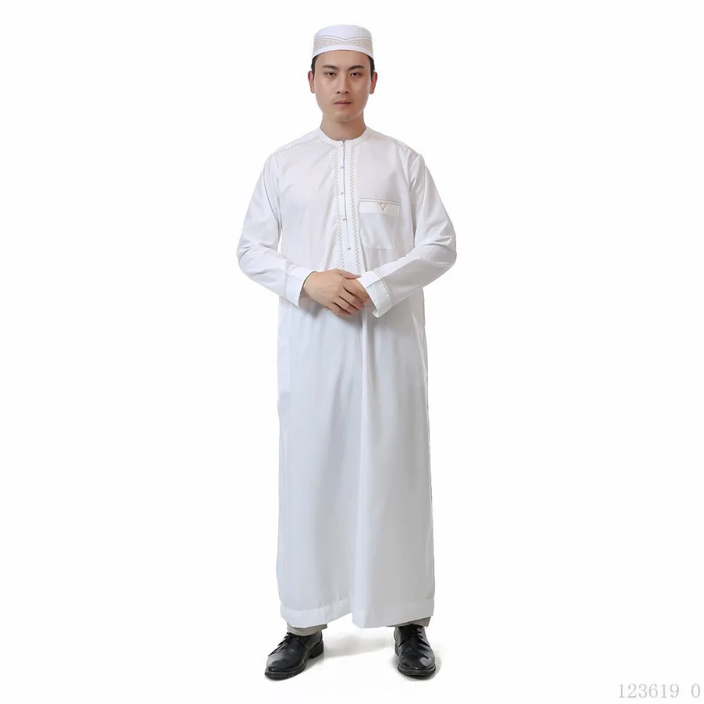 2018 New round collar arab ropa de hombre qatar mens clothing saudi Muslim abaya summer Aman robe long sleeve wholesale 123619 |