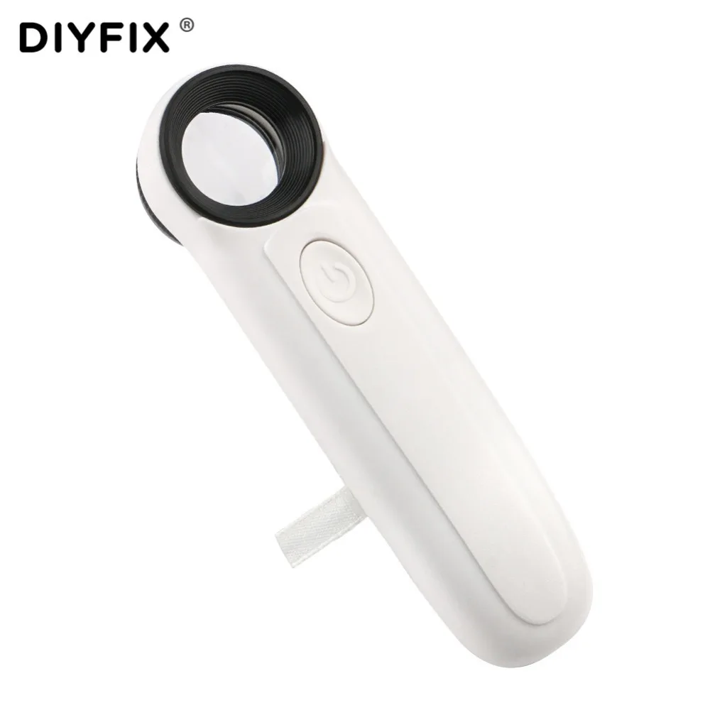 Оптическая лупа DIYFIX 40X с 2 светодиодный ными светильник пами ручная
