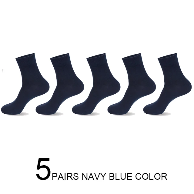 5 pairs navy 10 пар/лот, хлопковые носки для мужчин, черные, деловые, теплые, дышащие, дезодорирующие, мужские носки, Meias, подарок, плюс size42-45, новинка - Цвет: 5 pairs navy