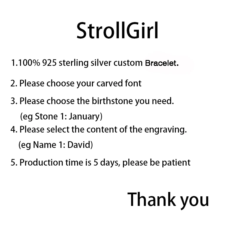 StrollGirl New Personalized 925 Silver Interlocking Two Heart Birthstones Bracelet Engraved Couple name Custom Valentine's Gift