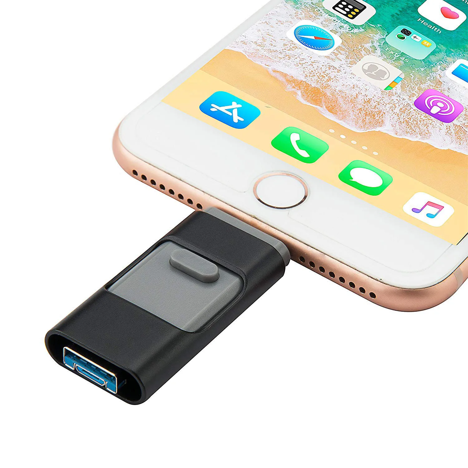 USB флеш-накопитель 3 в 1 для iPhone/Android 16 ГБ 32 64 128 USB-флешка OTG Usb 0 внешний