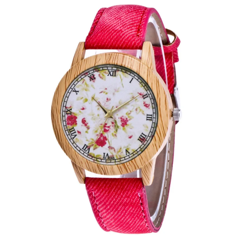 Женские модные повседневные PU Кожаный ремешок аналог кварцевые круглые часы