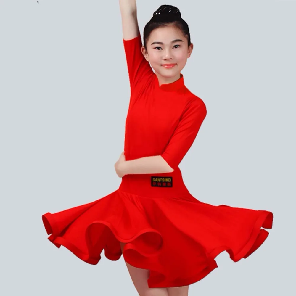 2020 платье для латиноамериканских танцев девочек 5 цветов красный/зеленый/синий