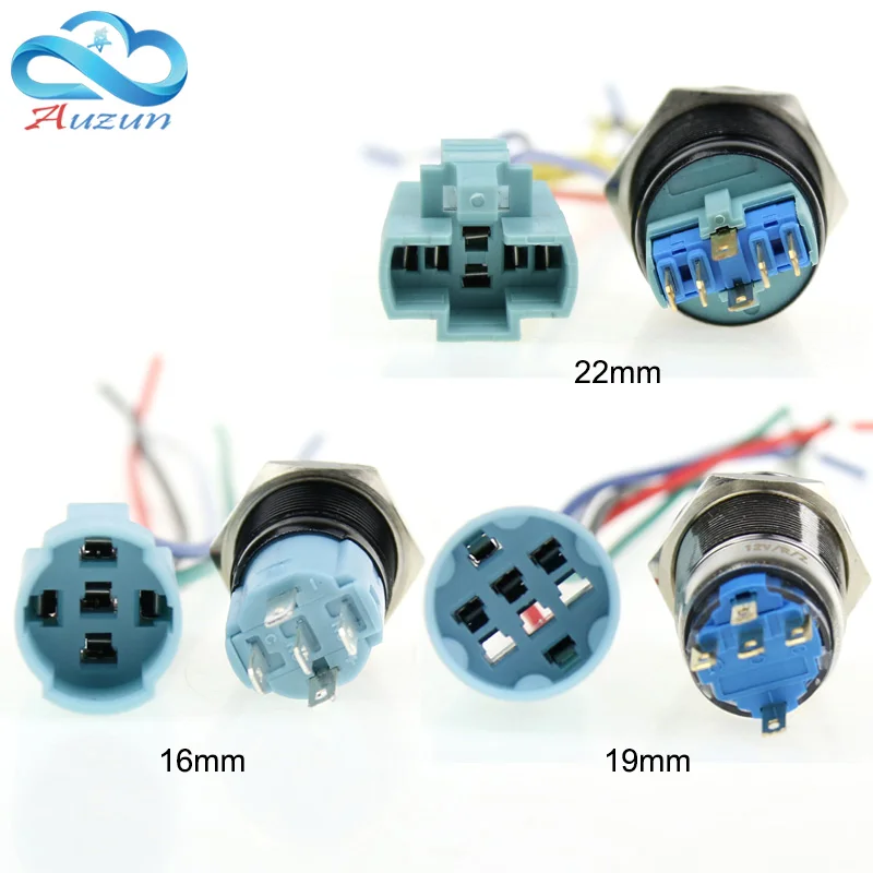 Фото 16/19/22mm metal button switch socket base button switch special base line length 150mm №1