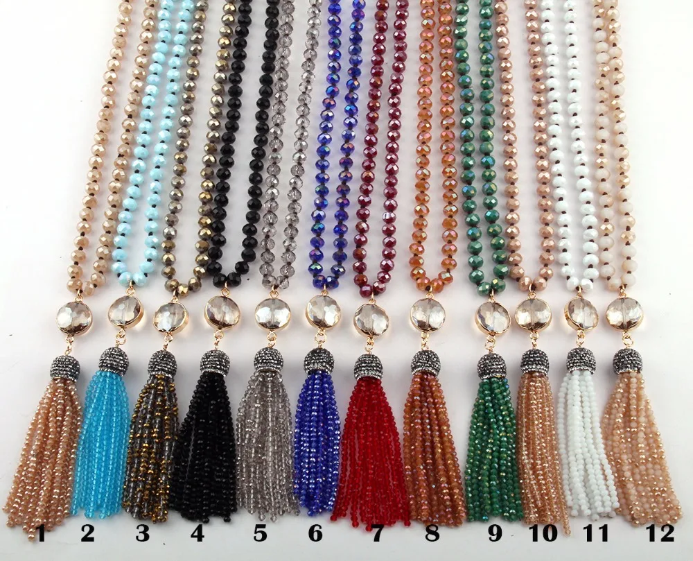 Модное богемное этническое ювелирное изделие с длинными стеклянными узелками и