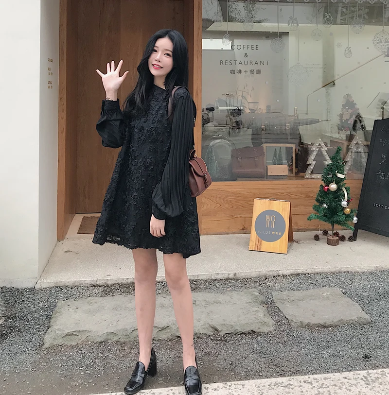 Корейский небольшой свежий платье 2018 новый шаблон костюм-платье одежда Высокая