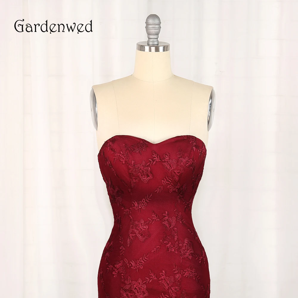 Gardenwed Burgundy Lace Evening Dress Elegant Sweetheart Backless Floor Length Lady Formal Dresses robe longue | Свадьбы и торжества