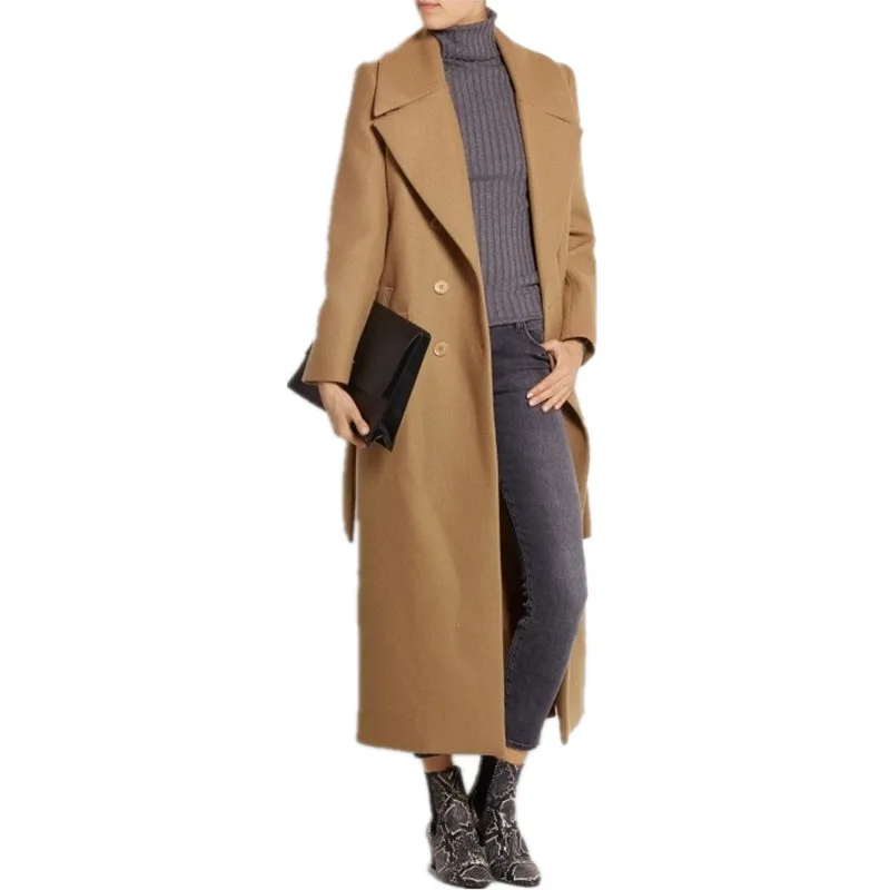 

casaco feminino 2021 UK Women Plus size Autumn Winter Cassic Simple Wool Maxi Long Coat Female Robe Outerwear manteau femme