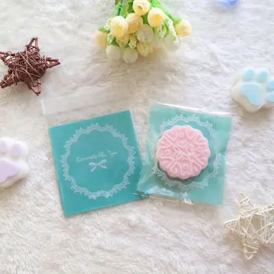 06 100 pcs Bud silk wreath adhesive bag cookies diy Gift Bags for Christmas birthday Party Candy Food&Handmade soap Packaging bags - Цвет: 06
