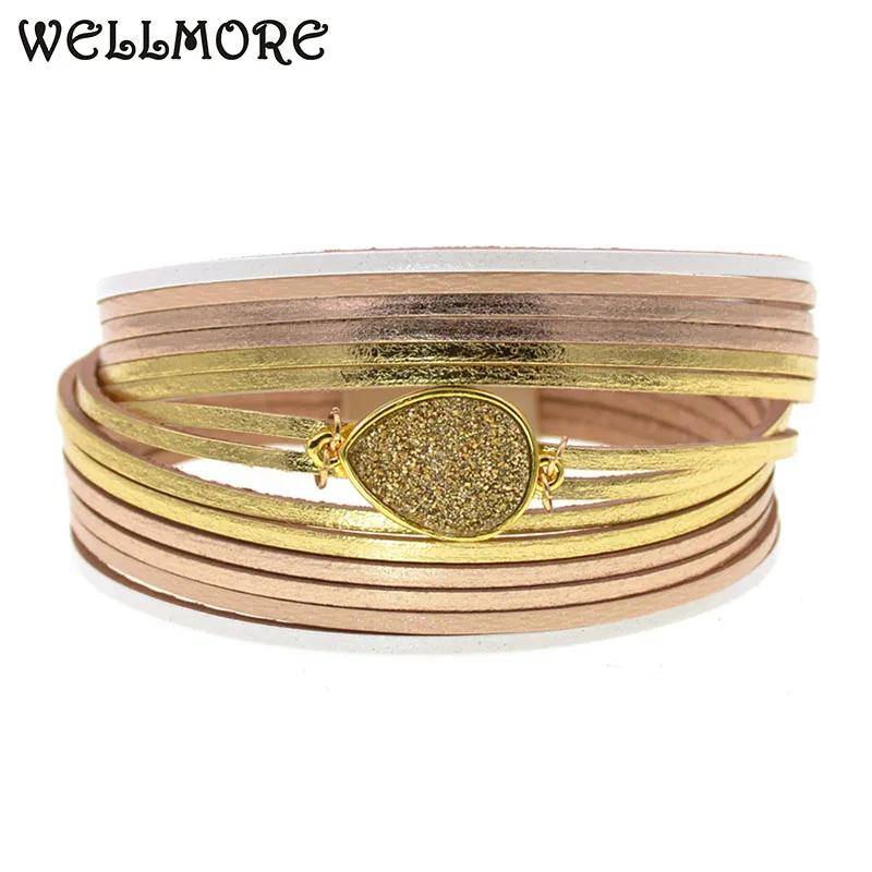 WELLMORE градиентный пандус Очаровательные кожаные браслеты для женщин и мужчин пар