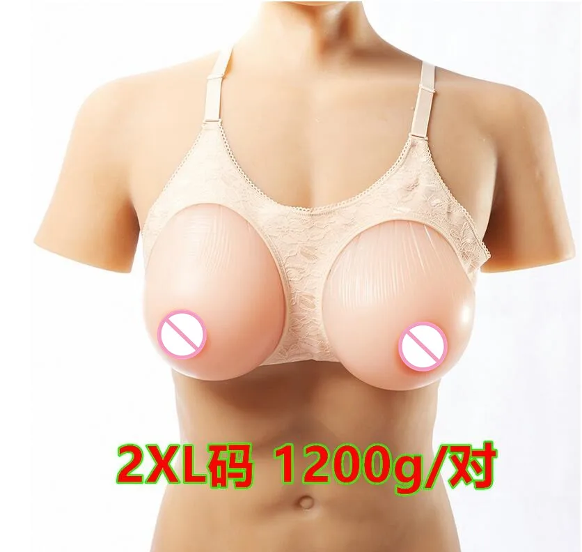 Silicone Fake False Breast crossdresser silicone breast form silicone breast chest prosthesis 1200g (DD/E/F ) Free shipping