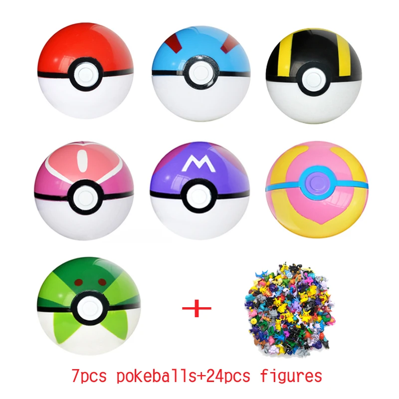 Songge 7 шт. Pokeball + 24 Фигурки игрушки для детей японский фильм и ТВ фигурки героев