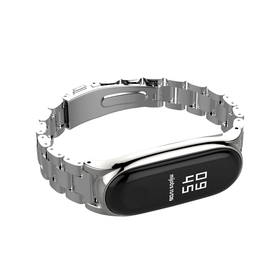 Металлический браслет Mijobs для Mi Band 5 6 ремешок Xiaomi 3 4 смарт часов из нержавеющей